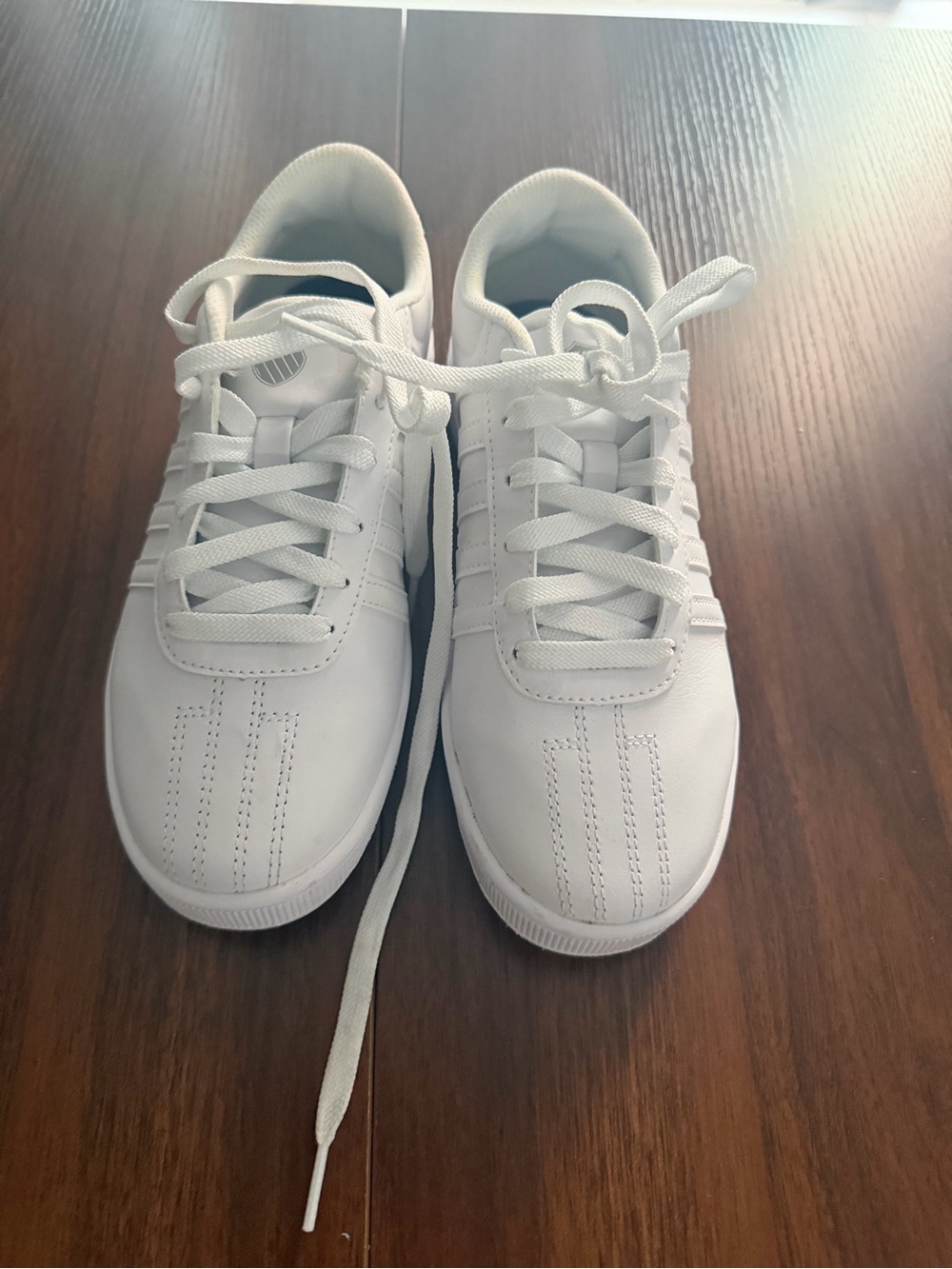 K-Swiss All-White Low Profile Lace-Up Sneakers